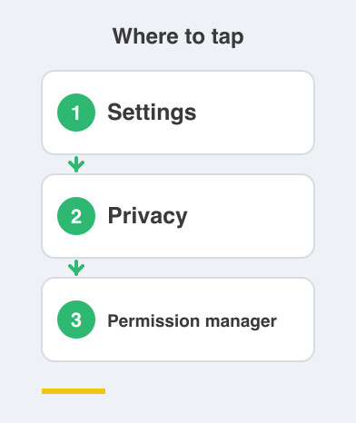 Where to tap: Settings then Privacy then Permission manager